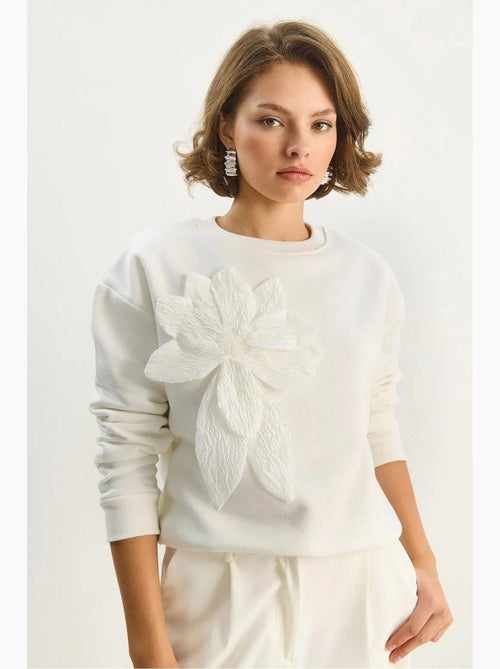 Sweat-shirt à manches longues et col rond avec détails d'accessoires lucci - Kiabi Sweat-shirt à manches longues et col rond avec détails d'accessoires lucci - Kiabi