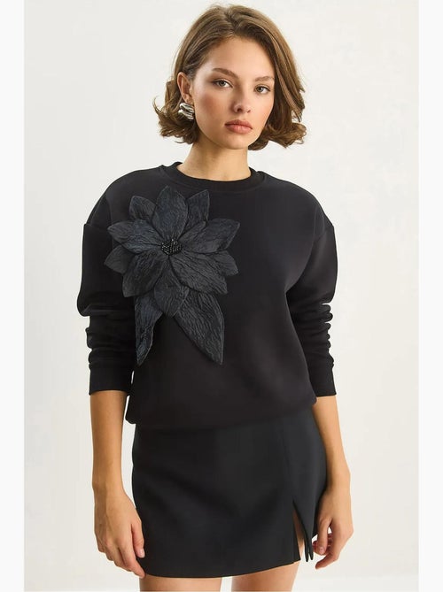 Sweat-shirt à manches longues et col rond avec détails d'accessoires lucci - Kiabi Sweat-shirt à manches longues et col rond avec détails d'accessoires lucci - Kiabi