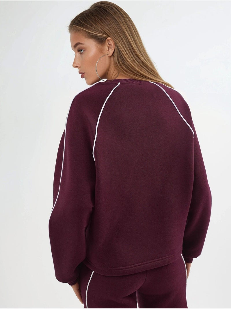 Sweat-shirt à manches longues et col rond coupe décontractée busem Rouge bordeaux - Kiabi