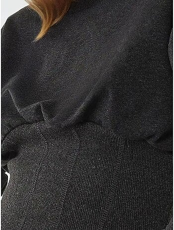 Sweat-shirt ajusté en tricot à col ras du cou et corset hiccup