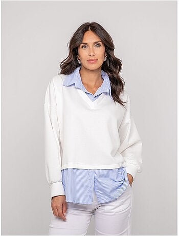 Sweat-shirt avec chemise rayures yevane