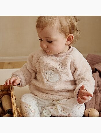 Sweat-shirt bébé en fausse fourrure doucette