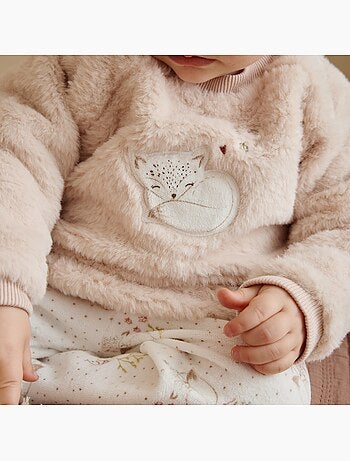 Sweat-shirt bébé en fausse fourrure doucette