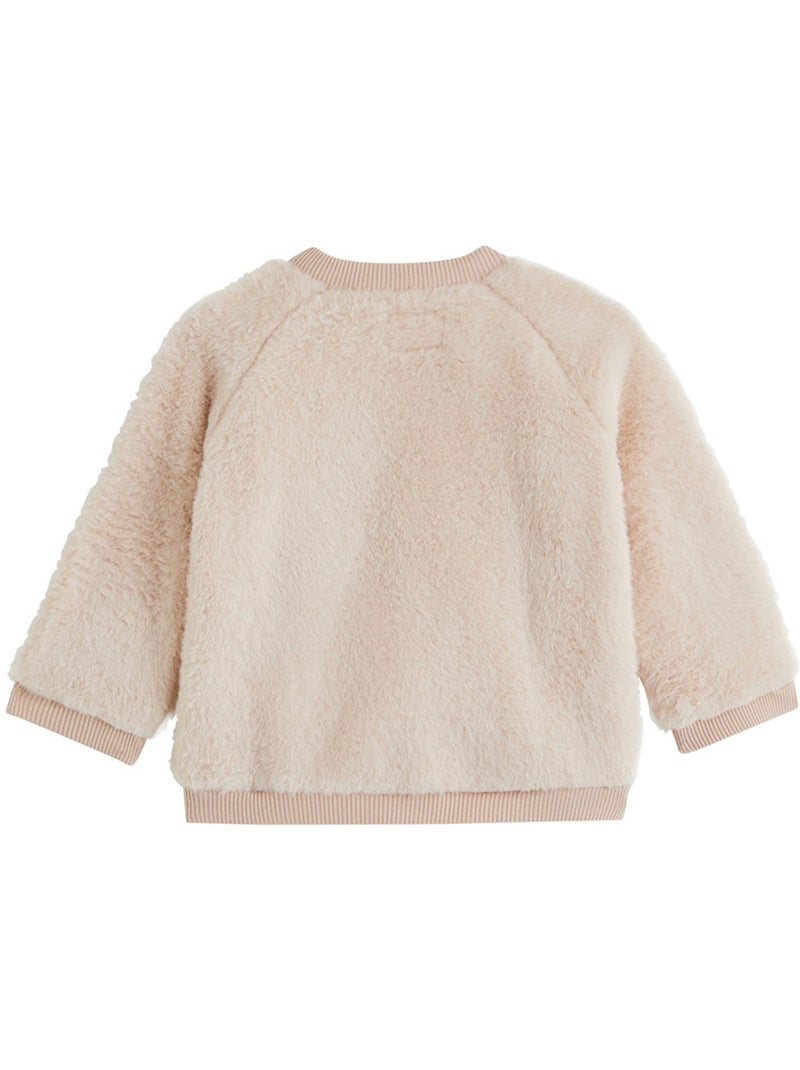 Sweat-shirt bébé en fausse fourrure doucette Rose - Kiabi