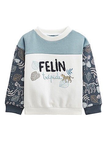 Sweat-shirt bébé en molleton Félintrépide