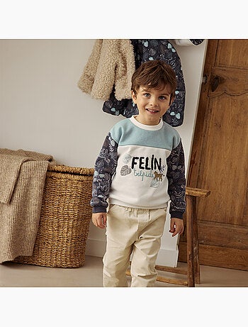 Sweat-shirt bébé en molleton Félintrépide