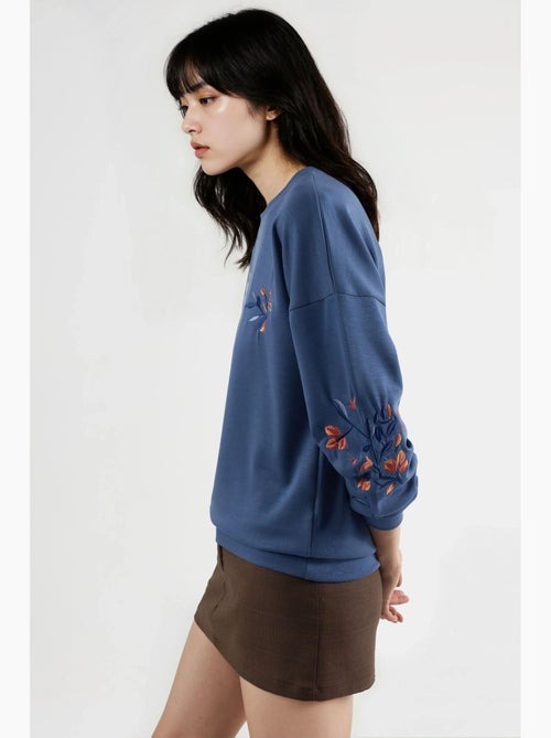 Sweat-shirt brodé à col rond et coupe confortable hiccup - Kiabi Sweat-shirt brodé à col rond et coupe confortable hiccup - Kiabi