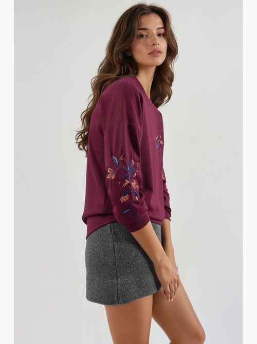Sweat-shirt brodé à col rond et coupe confortable hiccup - Kiabi