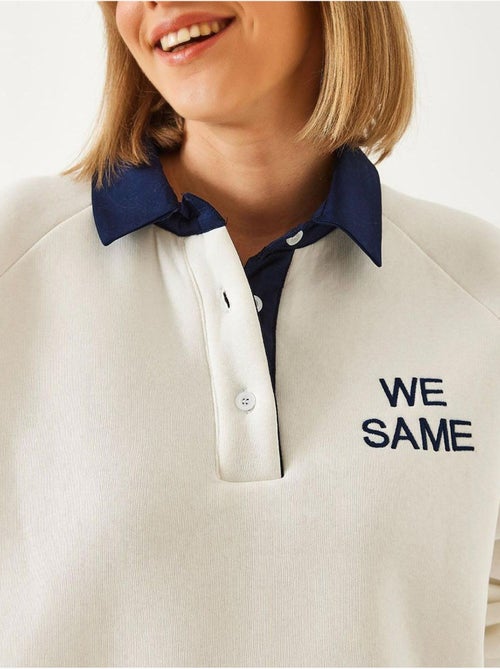 Sweat-shirt brossé à trois épaisseurs et col polo lucci - Kiabi Sweat-shirt brossé à trois épaisseurs et col polo lucci - Kiabi