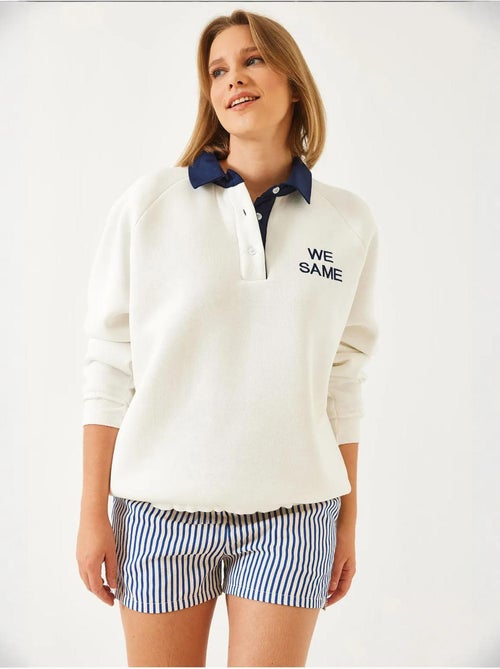 Sweat-shirt brossé à trois épaisseurs et col polo lucci - Kiabi Sweat-shirt brossé à trois épaisseurs et col polo lucci - Kiabi