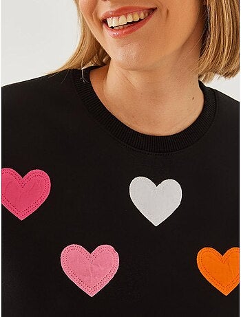 Sweat-shirt brossé triple fil brodé cœur lucci