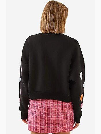 Sweat-shirt brossé triple fil brodé cœur lucci