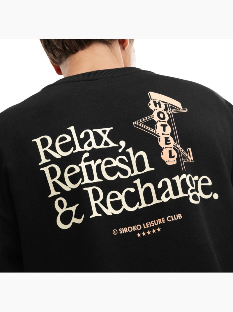 Sweat-shirt coton bio homme lifestyle homme relax Noir - Kiabi