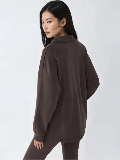 Sweat-shirt coupe décontractée à col zippé busem - Kiabi Sweat-shirt coupe décontractée à col zippé busem - Kiabi