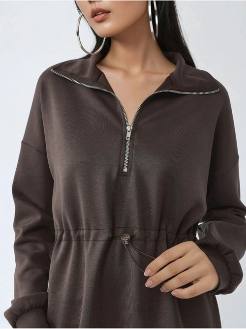 Sweat-shirt coupe décontractée à col zippé busem - Kiabi Sweat-shirt coupe décontractée à col zippé busem - Kiabi