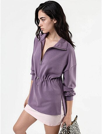 Sweat-shirt coupe décontractée à col zippé busem