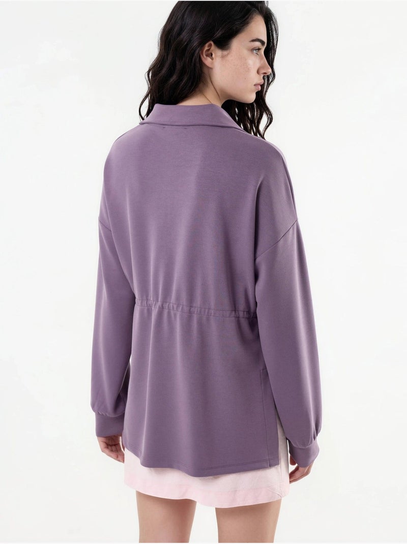 Sweat-shirt coupe décontractée à col zippé busem Mauve - Kiabi