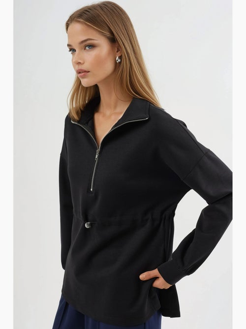 Sweat-shirt coupe décontractée à col zippé busem - Kiabi Sweat-shirt coupe décontractée à col zippé busem - Kiabi