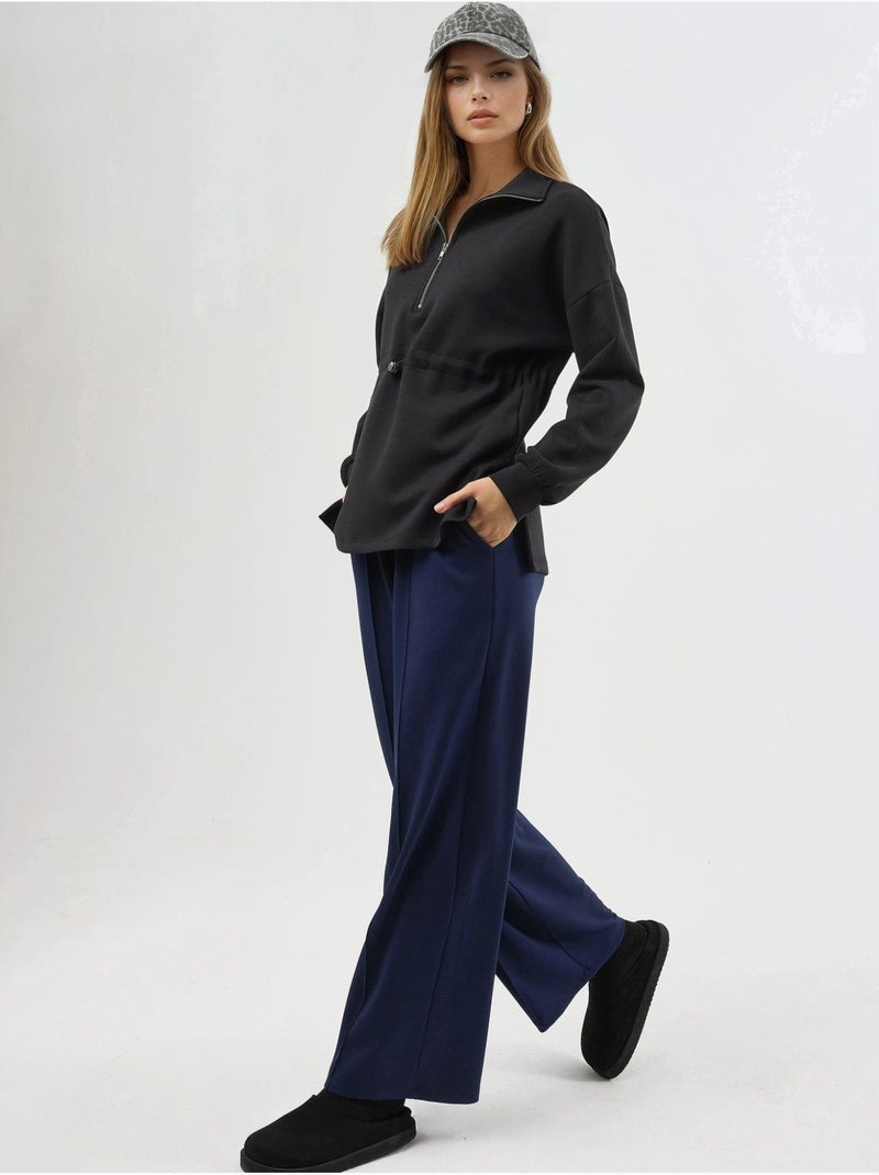 Sweat-shirt coupe décontractée à col zippé busem Noir - Kiabi