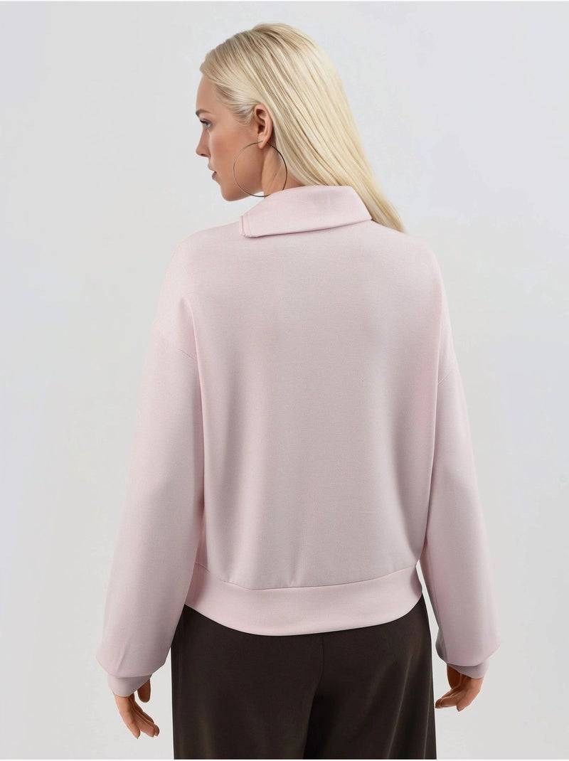 Sweat-shirt coupe décontractée à col zippé busem Rose pâle - Kiabi