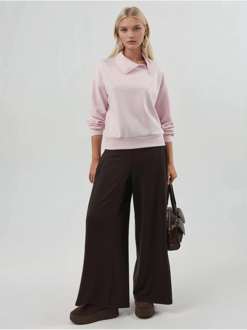 Sweat-shirt coupe décontractée à col zippé busem Rose pâle - Kiabi