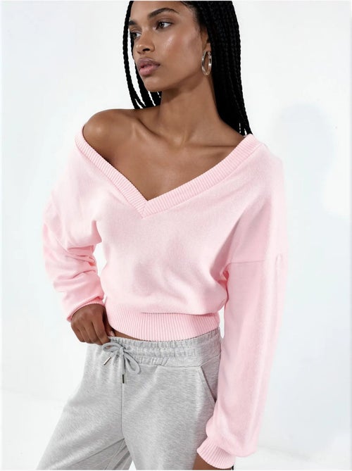 Sweat-shirt court femme col v busem - Kiabi Sweat-shirt court femme col v busem - Kiabi