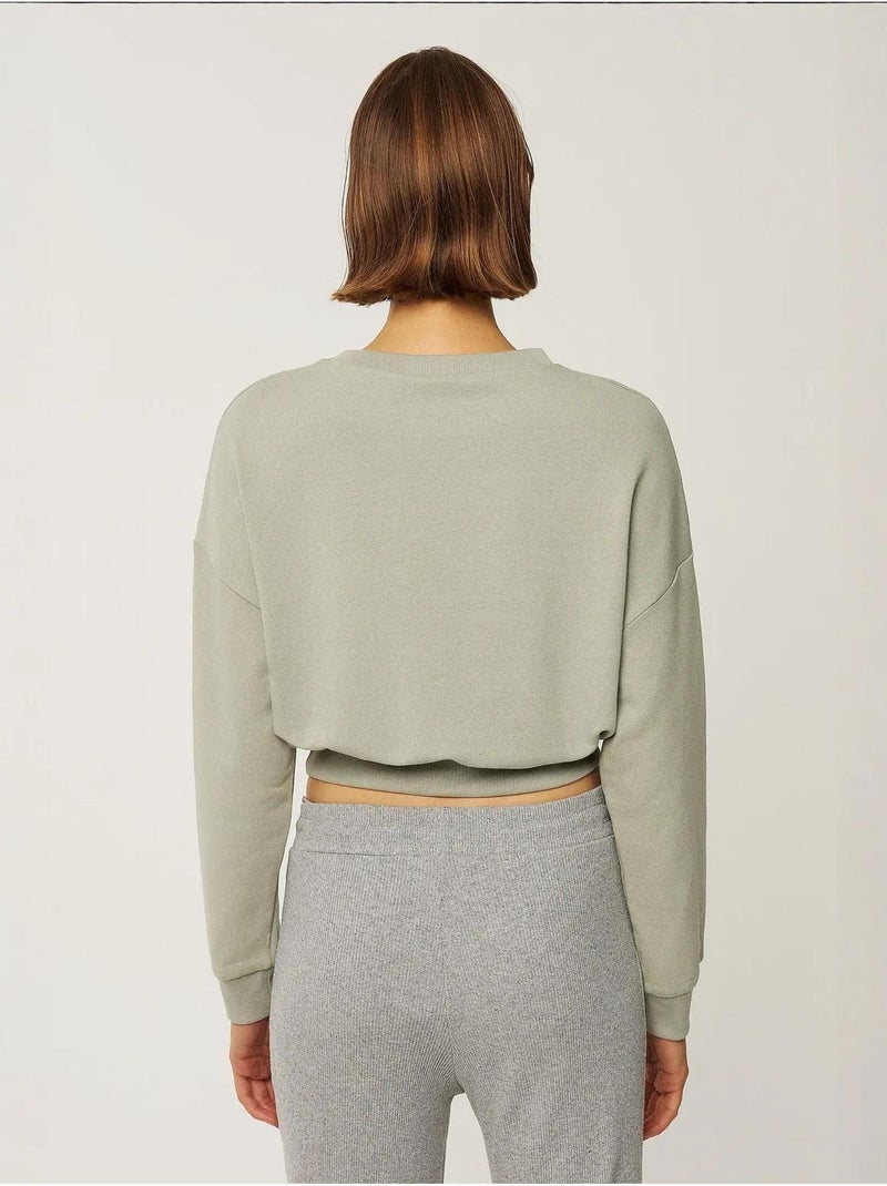 Sweat-shirt court hiccup Vert - Kiabi