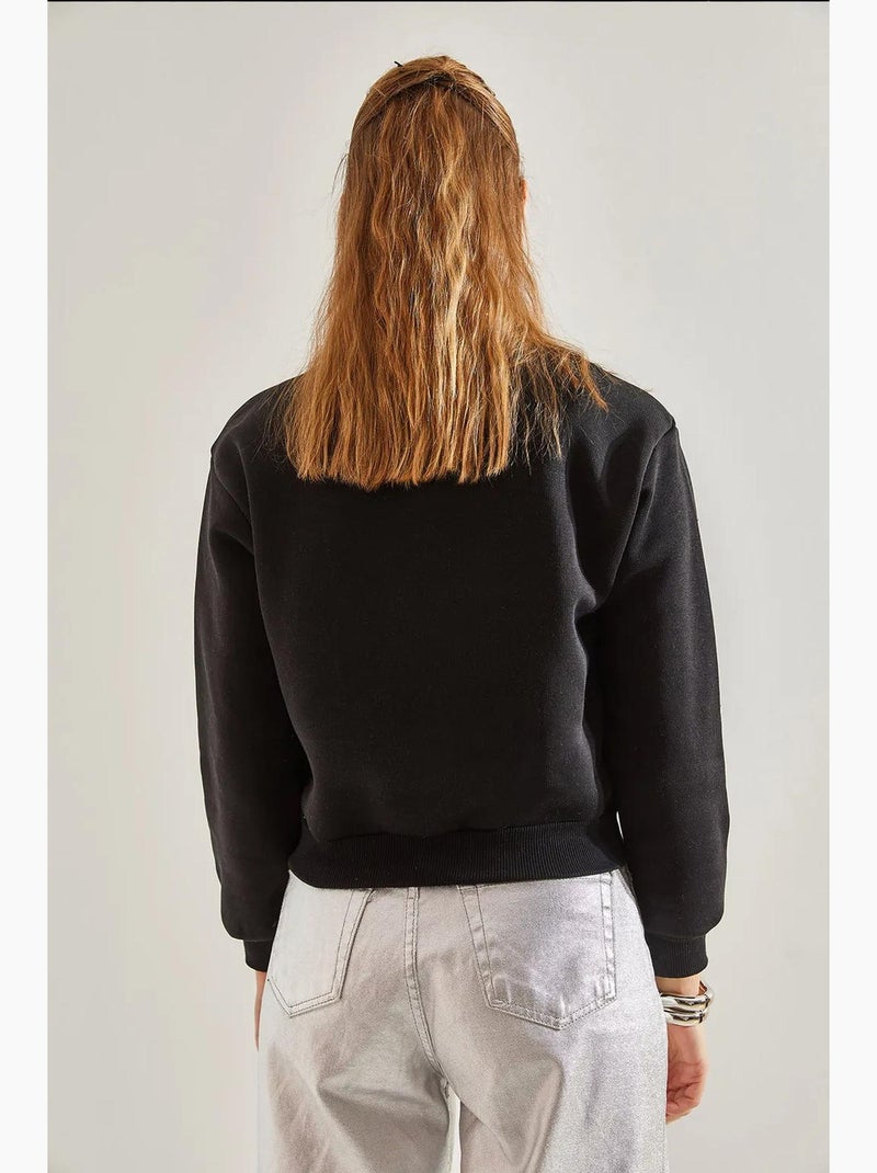 Sweat-shirt court imprimé à trois fils lucci Noir - Kiabi