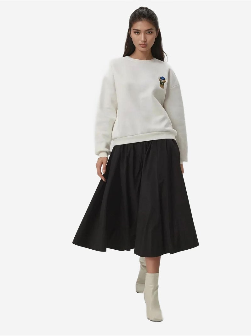 Sweat-shirt en coton brodé hiccup Blanc cassé - Kiabi