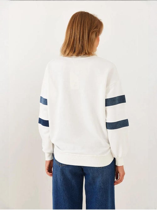Sweat-shirt en denim rayé orné de pierres lucci - Kiabi Sweat-shirt en denim rayé orné de pierres lucci - Kiabi