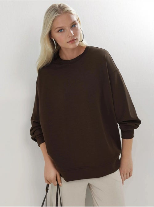 Sweat-shirt en maille à col rond coupe décontractée busem - Kiabi