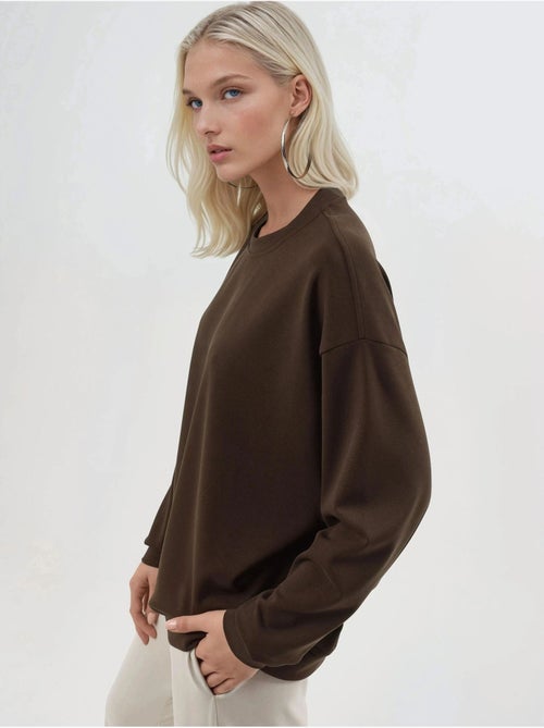 Sweat-shirt en maille à col rond coupe décontractée busem - Kiabi