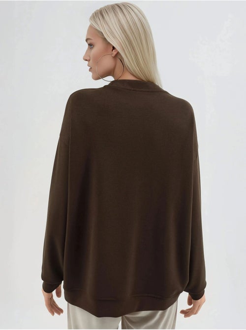 Sweat-shirt en maille à col rond coupe décontractée busem - Kiabi