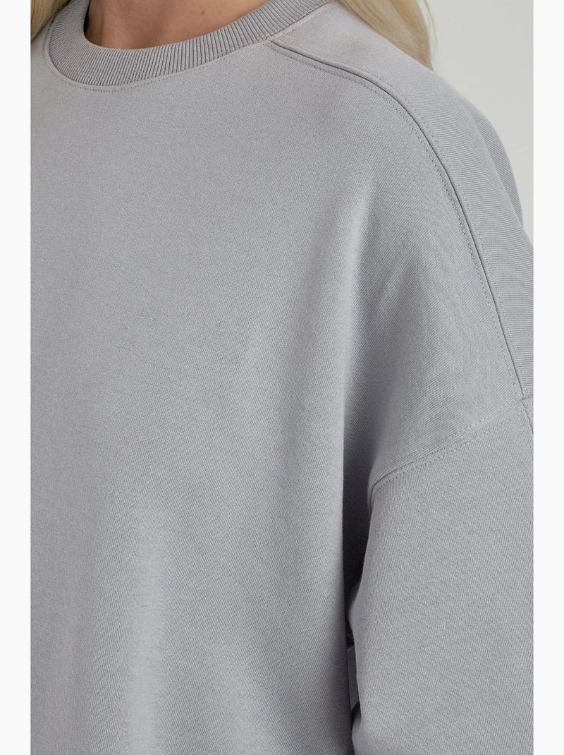 Sweat-shirt en tricot à col rond et coupe décontractée hiccup Gris - Kiabi
