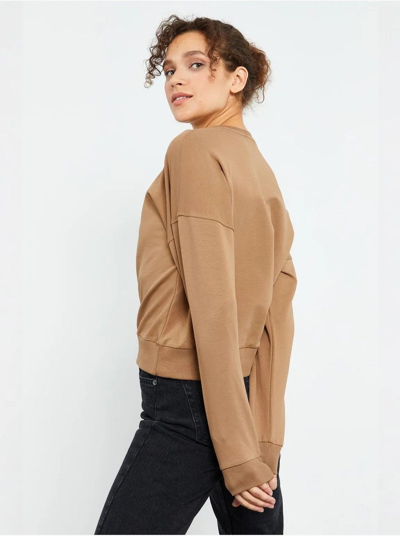 Sweat-shirt femme coupe décontractée à col rond tommy Camel - Kiabi