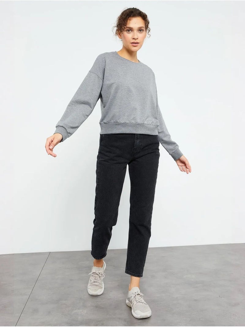 Sweat-shirt femme coupe décontractée à col rond tommy Gris - Kiabi
