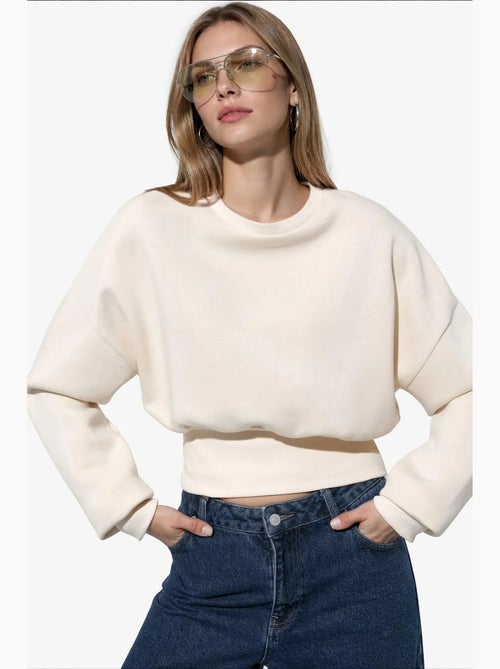 Sweat-shirt femme court à col rond busem - Kiabi Sweat-shirt femme court à col rond busem - Kiabi