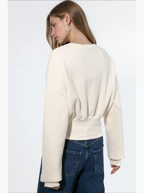 Sweat-shirt femme court à col rond busem - Kiabi Sweat-shirt femme court à col rond busem - Kiabi