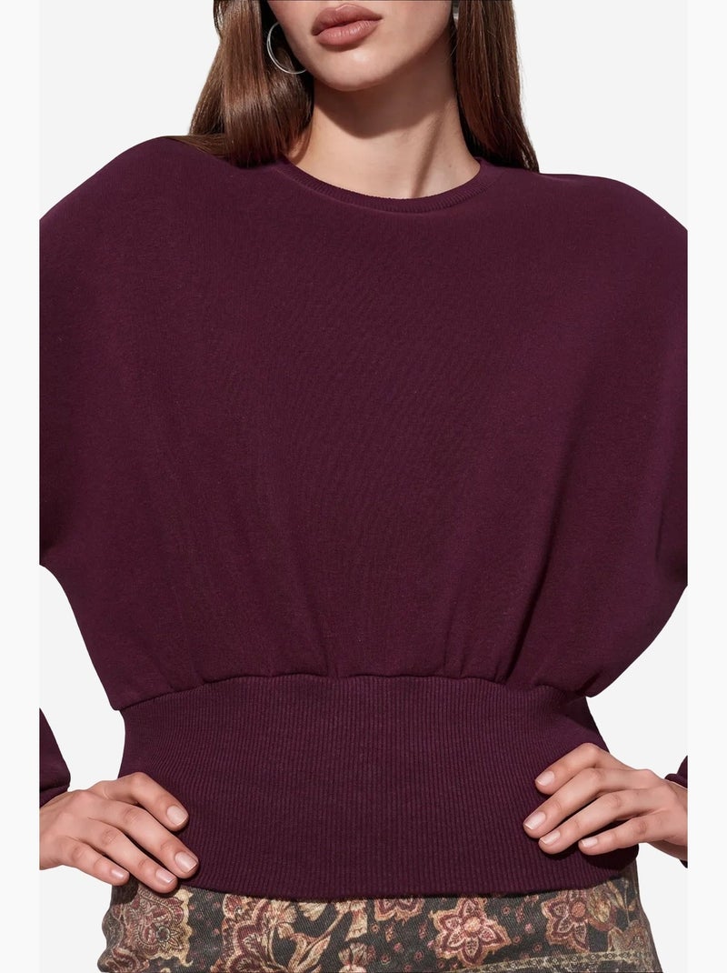 Sweat-shirt femme court à col rond busem Rouge bordeaux - Kiabi