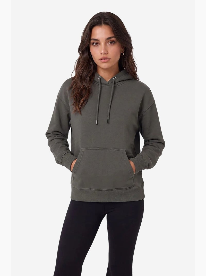 Sweat-shirt femme en coton mélangé tommy Vert kaki - Kiabi