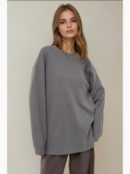 Sweat-shirt gaufré à col rond hiccup - Kiabi Sweat-shirt gaufré à col rond hiccup - Kiabi