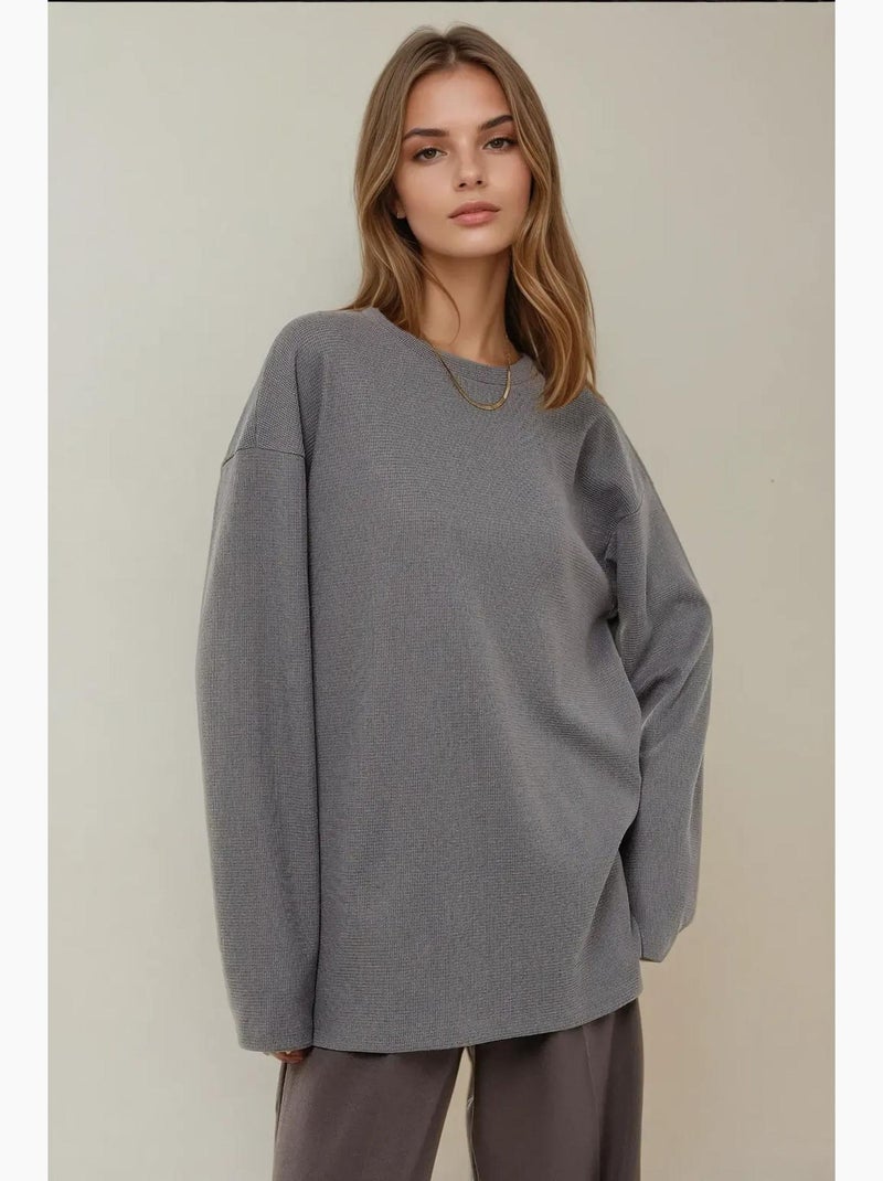 Sweat-shirt gaufré à col rond hiccup Gris - Kiabi