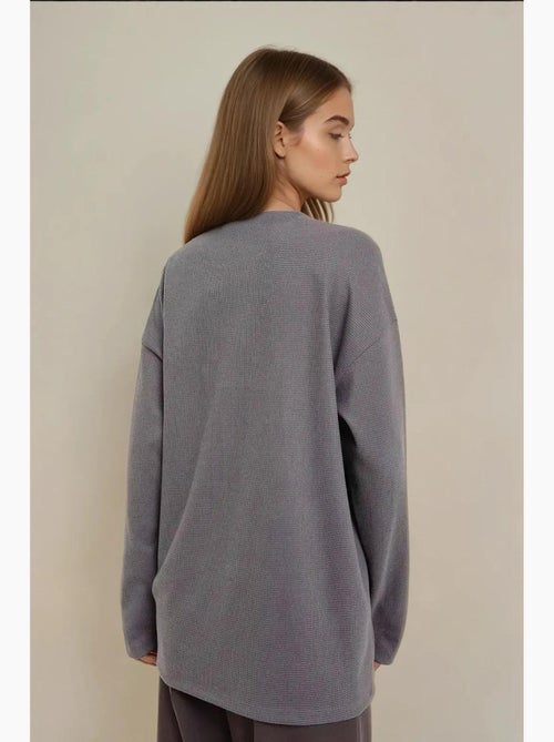 Sweat-shirt gaufré à col rond hiccup - Kiabi Sweat-shirt gaufré à col rond hiccup - Kiabi