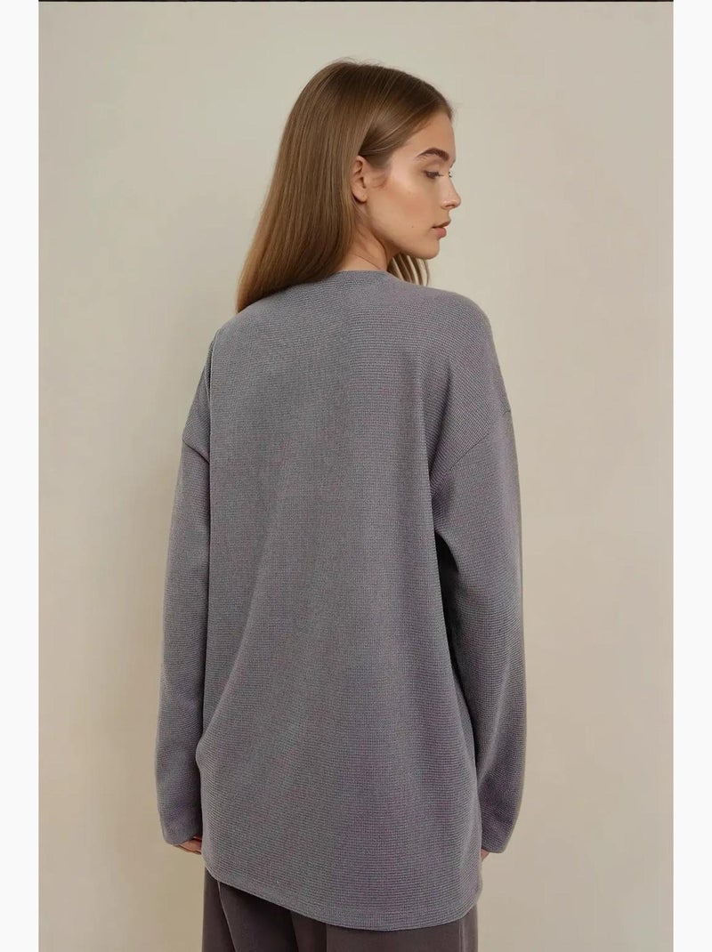 Sweat-shirt gaufré à col rond hiccup Gris - Kiabi