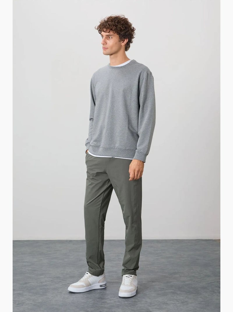 Sweat-shirt homme col rond uni tommy Gris clair - Kiabi