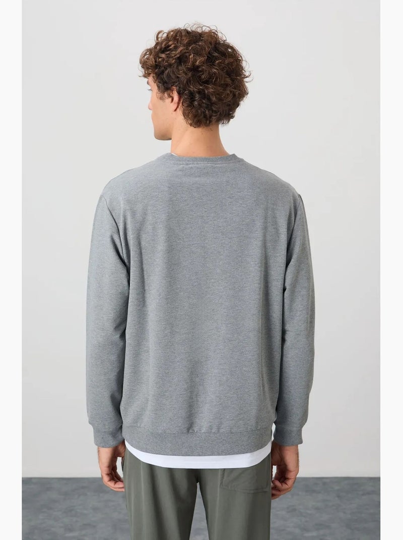 Sweat-shirt homme col rond uni tommy Gris clair - Kiabi
