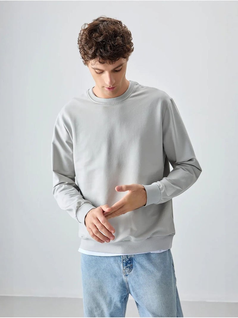 Sweat-shirt homme col rond uni tommy Gris moyen - Kiabi