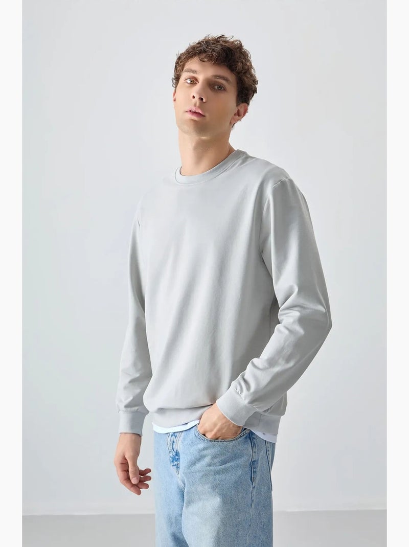 Sweat-shirt homme col rond uni tommy Gris moyen - Kiabi