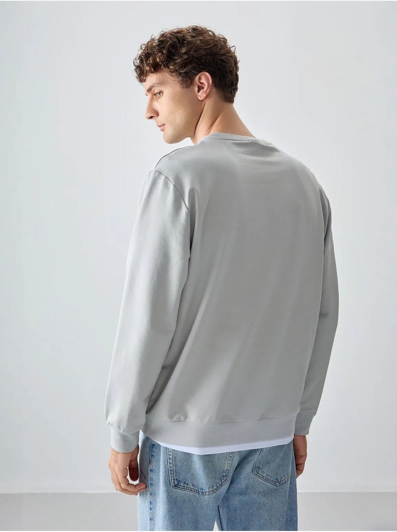 Sweat-shirt homme col rond uni tommy Gris moyen - Kiabi