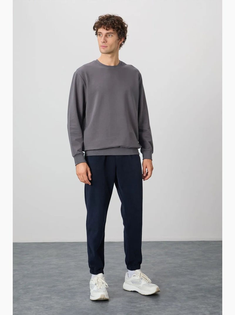 Sweat-shirt homme col rond uni tommy Gris Noir - Kiabi